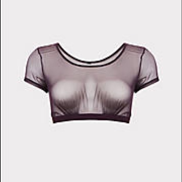 Torrid PURPLE MESH SHORT SLEEVE UNDER-IT-ALL CROP TOP - Picture 3 of 4